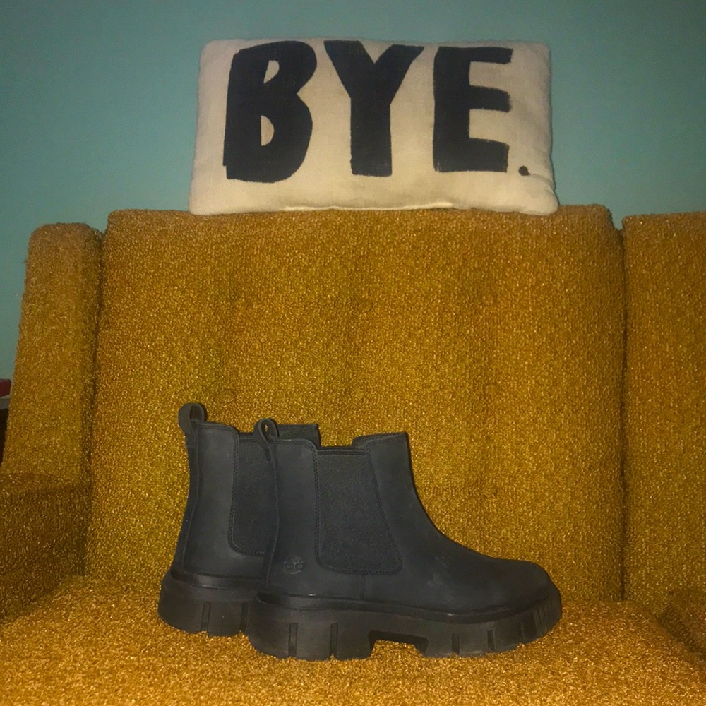 Black leather timberlands